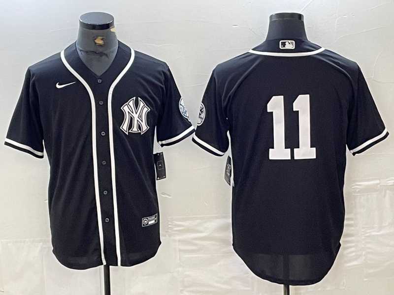Men%27s New York Yankees #11 Anthony Volpe No Name Black White Cool Base Stitched Jersey->new york yankees->MLB Jersey